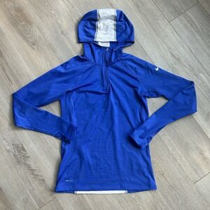 Nike Pro Combat Compression Hoodie‎ Women's Medium Dri Fit Pullover Blue 1/4Zip